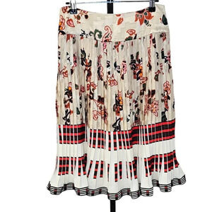 Tory  Burch Printed Pleated Skirt Knee Length Floral Size 4